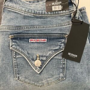 Hudson Jeans Light Blue Straight Leg Denim with Branded Pocket